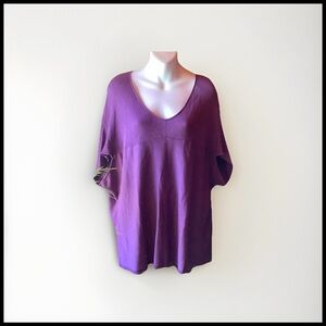Coldwater Creek Size L Purple Dolman Sleeve V Neck Tunic